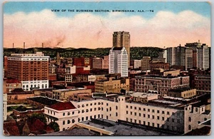 Vintage Birmingham Alabama AL Luftbild Geschäftsabschnitt Innenstadt 1940er Postkarte - Bild 1 von 2