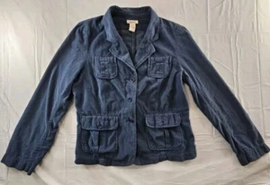 Sundance Jacket Women Sz Large Petite Blue Lightweight Corduroy Tie Back Blazer - Picture 1 of 12