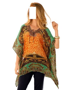 Amy Vermont TUNIKA GRÜN-ORANGE-SCHWARZ GR. 40-42  0515473538 - Picture 1 of 6