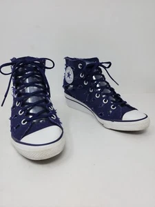Converse Hi Ness Chuck Taylor Womens 5 Blue Cut Out Canvas Hightop Wedge Sneaker - Picture 1 of 10