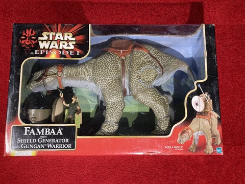 Star Wars Episode 1 Fambaa w/ Shield Generator and Gungan Warrior Hasbro 1999 Cover