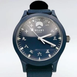 BEAMS Japan Original Watch Kanji Mt Fuji  special Limited Edition  NAVY - Picture 1 of 10