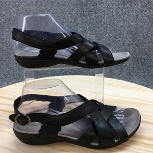 Merrell Sandal Womens 8 Black Basson Strappy Open Toe Slip On Leather J46246 - Picture 1 of 14