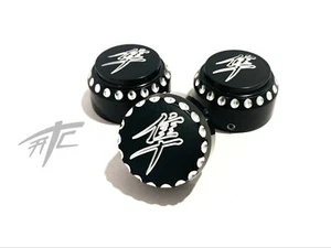 HAYABUSA BLACK DIAMOND CUT FORK CAPS & YOKE PLUG FOR 1999 SUZUKI HAYABUSA - Picture 1 of 4