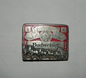 Hebilla de cinturón de peltre Buweiser con Clydesdales - Imagen 1 de 3