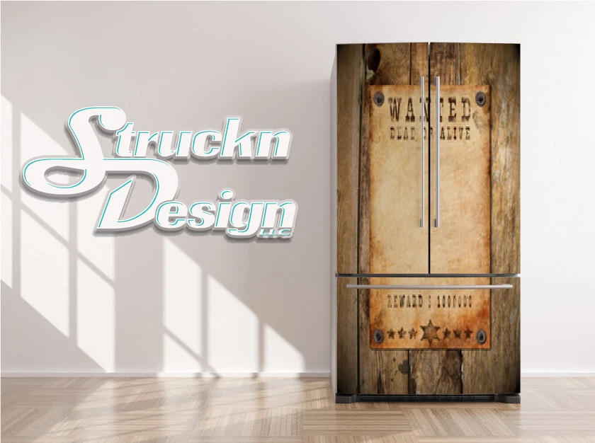 Adesivo de vinil vintage Wanted pôster bege antigo geladeira freezer envoltório porta lateral - Imagem 1 de 1