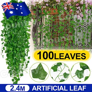 2.4M Artificial Leaf Ivy Vine Fake Foliage Flower Hanging Garland Plant Party AU - Picture 1 of 8