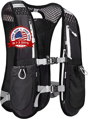 Mochila Con Chaleco De Hidratación De 5L Para Carreras De Maratón Negro NUEVO US - Изображение 1 из 4