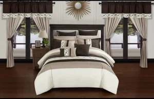 Chic Home Idit 24 Piece Comforter Set Color Block Embroidered Design Complete... - Picture 1 of 4