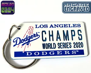 LA Dodgers 2020 World Series Champions - Keychain License Plate Tag - Engraved - Picture 1 of 7