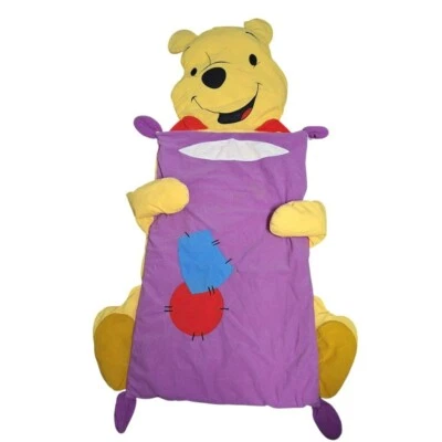 Winnie Pooh Bear Toddler Sleeping Bag Pillow Zipper Vintage Camping Purple Girl - Image 1 of 4