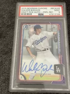 2015 Bowman Chrome Walker Buehler Purple /250 PSA 9 Mint Auto Rookie RC - Picture 1 of 3