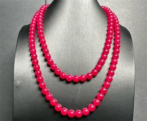 High quality AAAA+ Round Beaded Ruby Necklace Bracelet Lab-Created Corundum Ruby - Picture 1 of 8