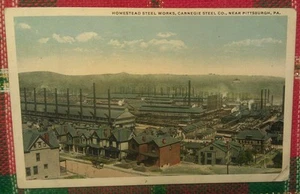 Early Pittsburgh Pa Homestead Steel Works Mill & Worker Houses View New Postcard - Picture 1 of 1