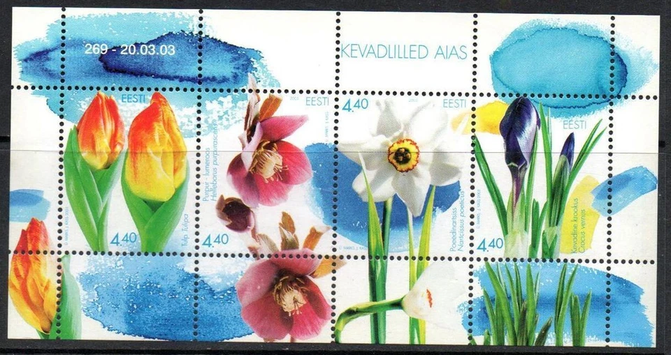 Flores de primavera tulipán narciso rosa roja Estonia Estonia como nuevo hoja MNH 2003 Foto 1 de 1