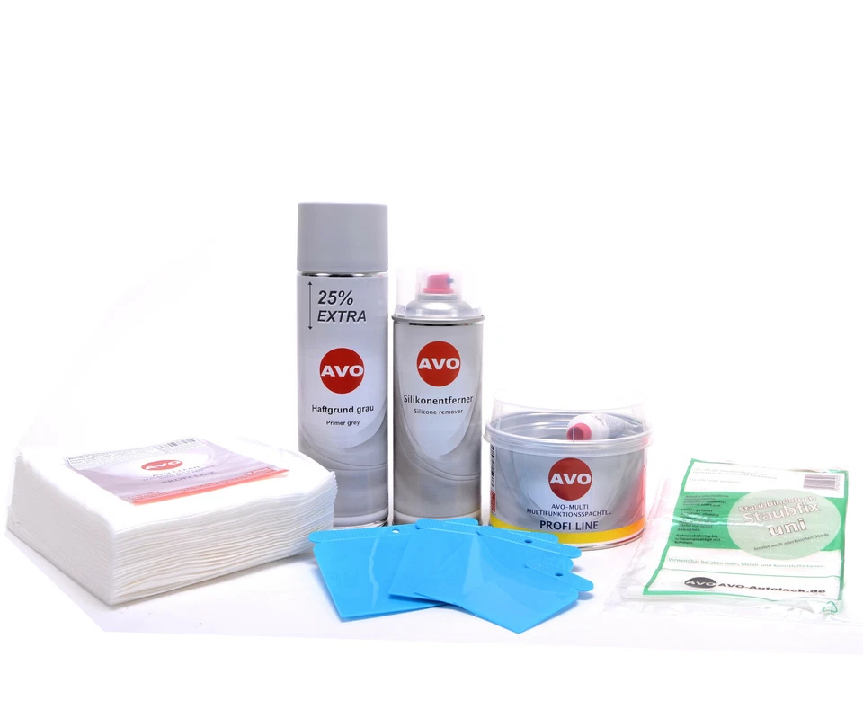 Spachtelmasse und Grundierung Spray AVO Auto Set Lackiervorbereitung-Set 6 tlg. - Bild 1 von 1