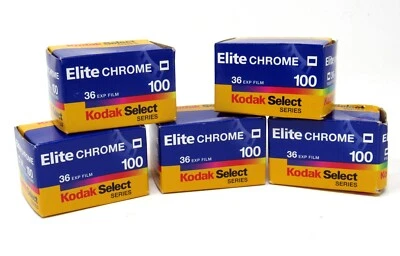 Lot 5 Rolls Kodak Elite Chrome Color Slide Film Expired 24 x 36mm - ISO 100 NIB - Image 1 of 3