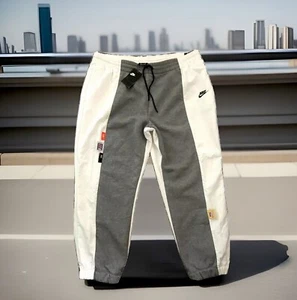 NIKE HYBRID SWEATPANTS FLEECE/NYLON RELAXED FIT GRAY/WHITE MENS SIZE 2XL - Picture 1 of 9