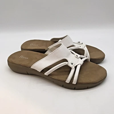 Bass Larissa Strappy Slip-On Sandals Women's 9M White Gum Sole Comfort Slides - Image 1 of 4