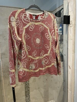 Suéter para mujer J Mc Laughlin cuello redondo metálico estampado ecuestre algodón XL Foto 1 de 4