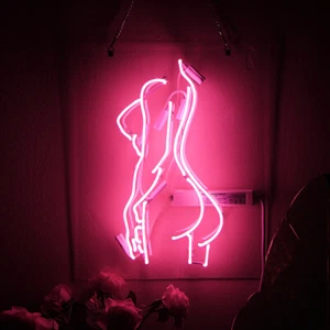 17"x14"Sexy Lady Back Neon Sign Light Handcraft Real Glass Tube Wall Hanging Art - Picture 1 of 6