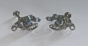 Pendientes de filigrana vintage de plata de ley - AM LEE BLUE con estrás atornillados - Imagen 1 de 7