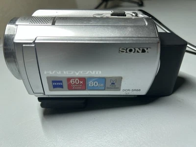 Sony Handycam DCR-SR68 Camcorder 80GB HDD 60x Optical Zoom Carl Zeiss Silver - Image 1 of 4