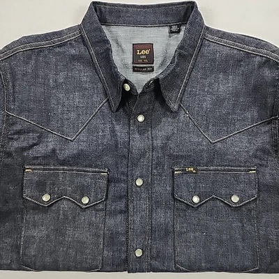 NWOT Lee 101 Western Shirt Selvedge Denim Long Sleeve Rodeo Dry Indigo Men XXL   - Image 1 of 4