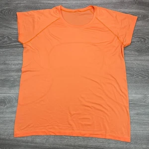 Lululemon Shirt Womens Orange 18 Swiftly Tech Short Sleeve Seamless Mesh Yoga - Picture 1 of 14