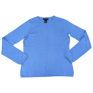 Avellini 100% Cashmere Sweater Women's Size Small Crewneck Knit Blue Soft Preppy - Picture 1 of 7