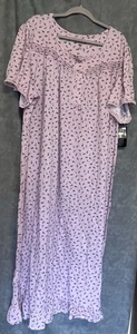 NEW size 3X Dreams & Co. long nightgown floral 30/32 100% cotton knit - Picture 1 of 5