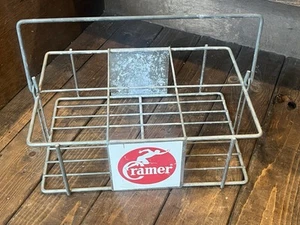 Vintage Cramer Dairy Milk Bottle Metal Basket /Holder 6 Pack Carrier 1qt (3C) - Picture 1 of 6