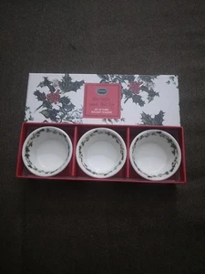 Portmeirion THE HOLLY AND THE IVY 3pc Tealight Candle Holders In Box - Picture 1 of 9