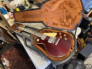 Vintage original 1981 Gibson Les Paul Standard & Chainsaw Case Wine Red Tim Shaw - Picture 1 of 24