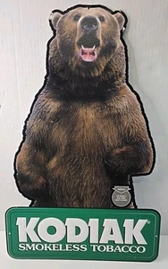 Kodiak Smokeless Tobacco Grizzy Bear Embossed Metal Sign 1990s - Picture 1 of 2