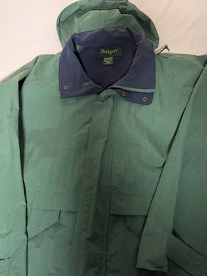 Rockport винтажный мужской зеленый/синий с капюшоном дождевик молнии/кнопки застежки размер XL - Изображение 1 из 4