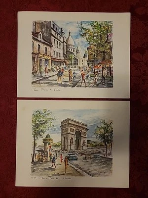 De colección "Paris L'Arc de Triomphe de L'Etoile" y "Place Du Tertre" Firmado Arno  Foto 1 de 4
