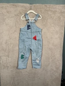 Bobo Choses Overalls Kids 2-3 Years 98cm Blue Denim Patchwork Jumpsuit Pants - Picture 1 of 4