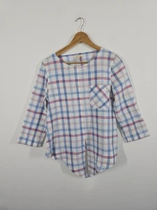 Tunica blusa Barbour Harbourside a quadri pastello taglia UK 10 cotone cravatta vita - Foto 1 di 14