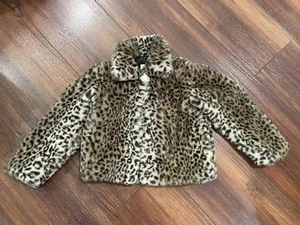 C&C California Cheetah Print Fuzzy Warm Girls Jacket Size 6 - Picture 1 of 8