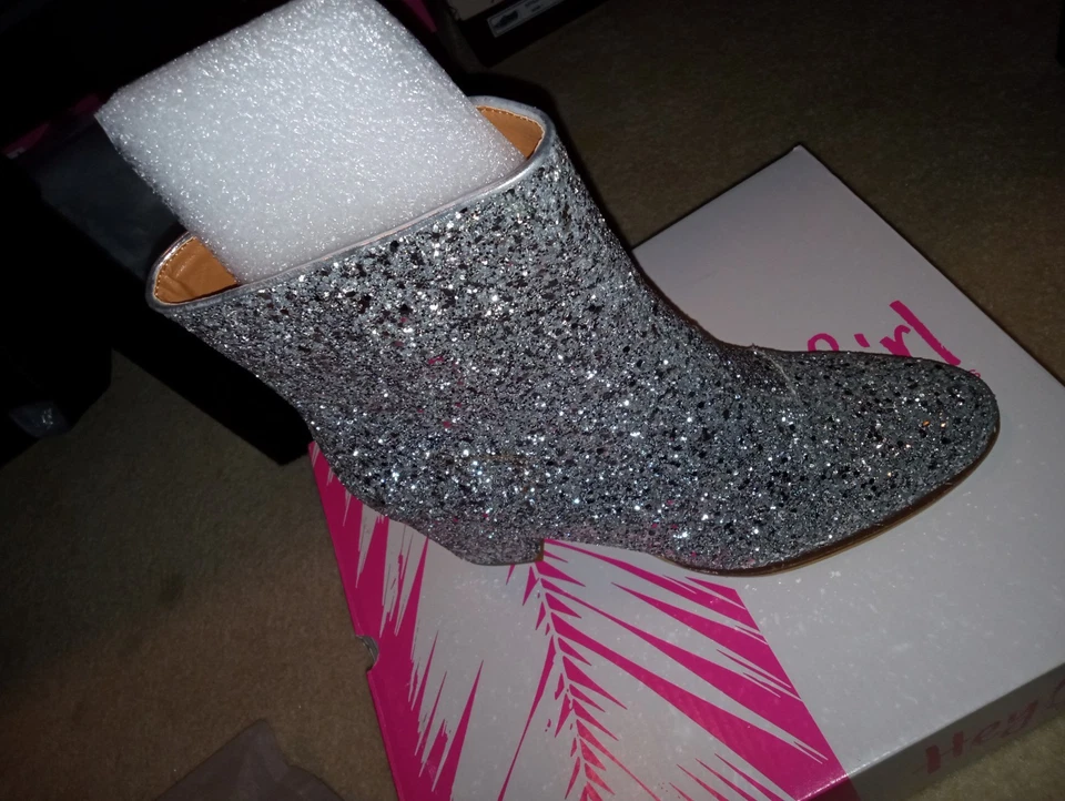 Botas informales plateadas Corkys Razzle Dazzle brillantes con cremallera 81-0013 Foto 1 de 1