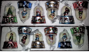 NWOT Lot of 6 Christmas Ornament Wind Up Musical Box 4” Carousel Glass Globe - Picture 1 of 9