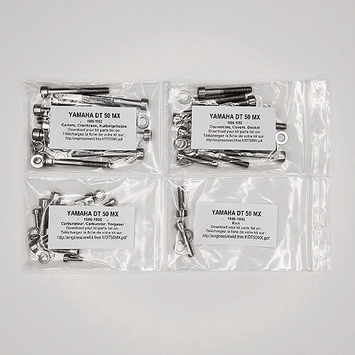 SANS MARQUE GÉNÉRIQUE YAMAHA DT 50 MX 1986-1992 Kit vis BTR inox moteur complet DTMX DT50MX