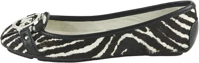 Mocasín plano Michael Kors para mujer estampado Fulton pelo-pantorrilla negro/blanco Foto 1 de 4