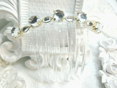 Vintage Rhinestone French Twist Hair Comb, Brides Something Old Large Hair Comb - Image 1 of 4