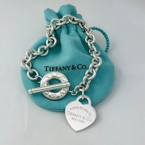 7” small Please Return to Tiffany & Co Heart Tag Toggle Charm Bracelet - Picture 1 of 5