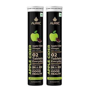 Auric Apple Cider Vinegar | Vitamin B6 & B12 | Free Shipping | 40 Tablets - Picture 1 of 6