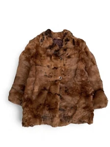 Abrigo vintage de piel de conejo Y2K Swag para mujer S-M marrón - Imagen 1 de 11