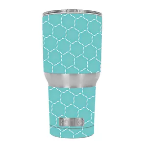 Skin Decal for RTIC 30 oz Tumbler Cup (6-piece kit) / Blue Hexagon - Picture 1 of 1