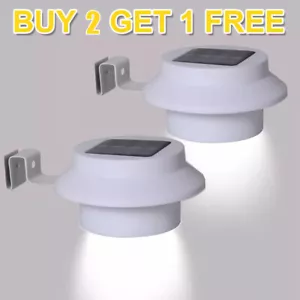 Solar Powered 3LED Gutter Light Outdoor/Garden/Yard/Wall/Fence/Pathway Lamp - Picture 1 of 11